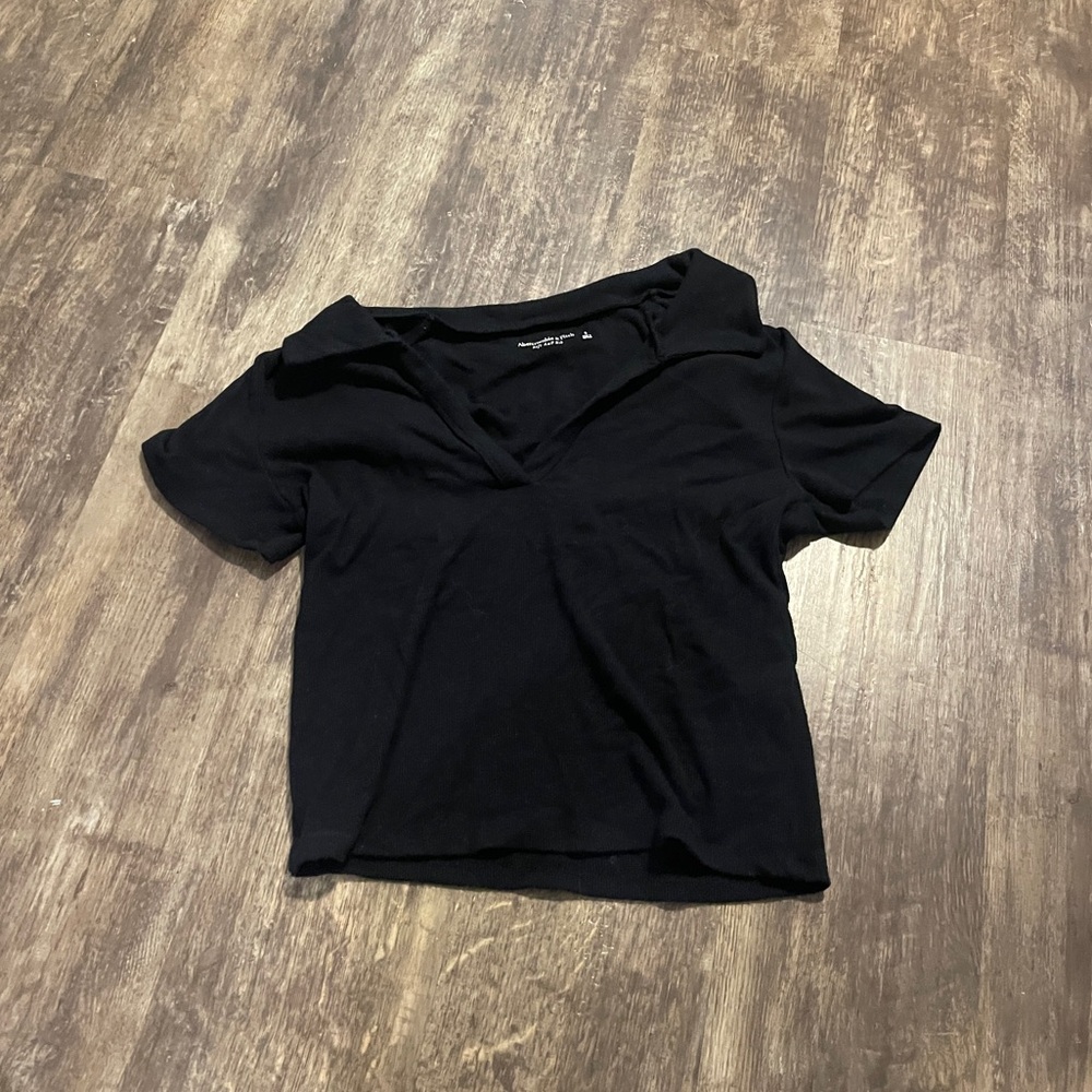 Abercrombie & Fitch V-neck Black Baby Polo Tee